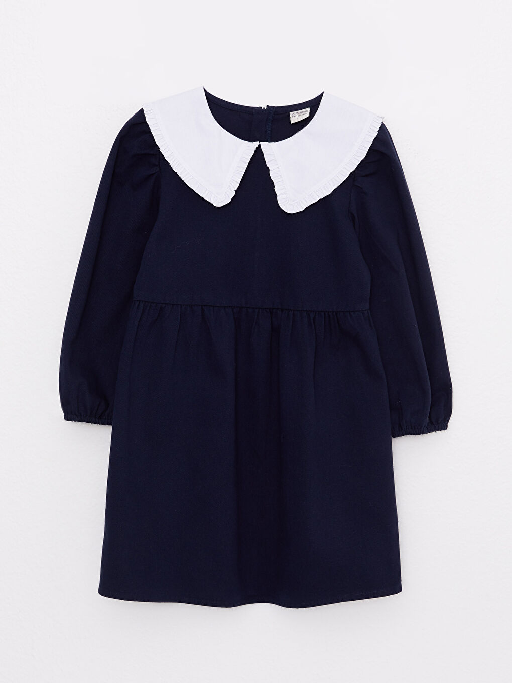 Сәбилерге арналған жағалы негізгі ұзын жеңді қыздар көйлегі