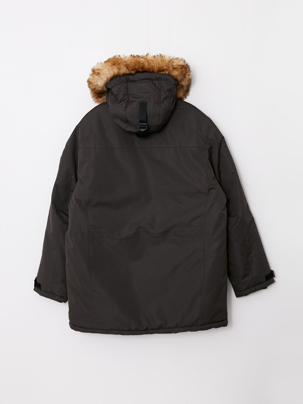 Haki Standart Kalıp Kapüşonlu Erkek Parka-6