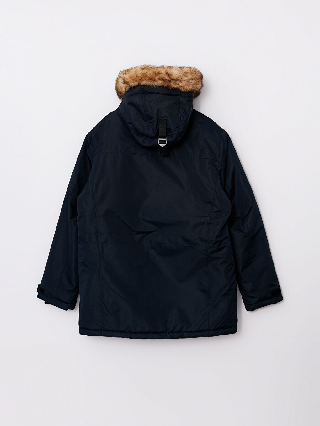 Lacivert Standart Kalıp Kapüşonlu Erkek Parka-7