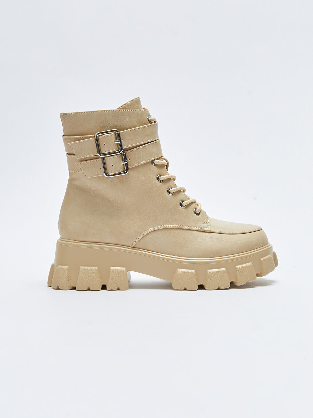 LCW STEPS Bottes pour Femmes à Semelle Épaisse en Similicuir avec Lacets et Fermeture Éclair -W21359Z8-SEP