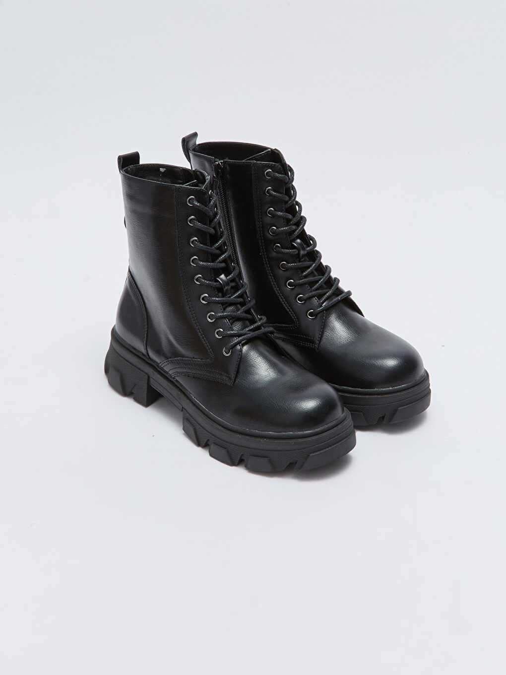LCW Women's Leather Look Lace-Up and Zipper Boots -W21361Z8-HUC