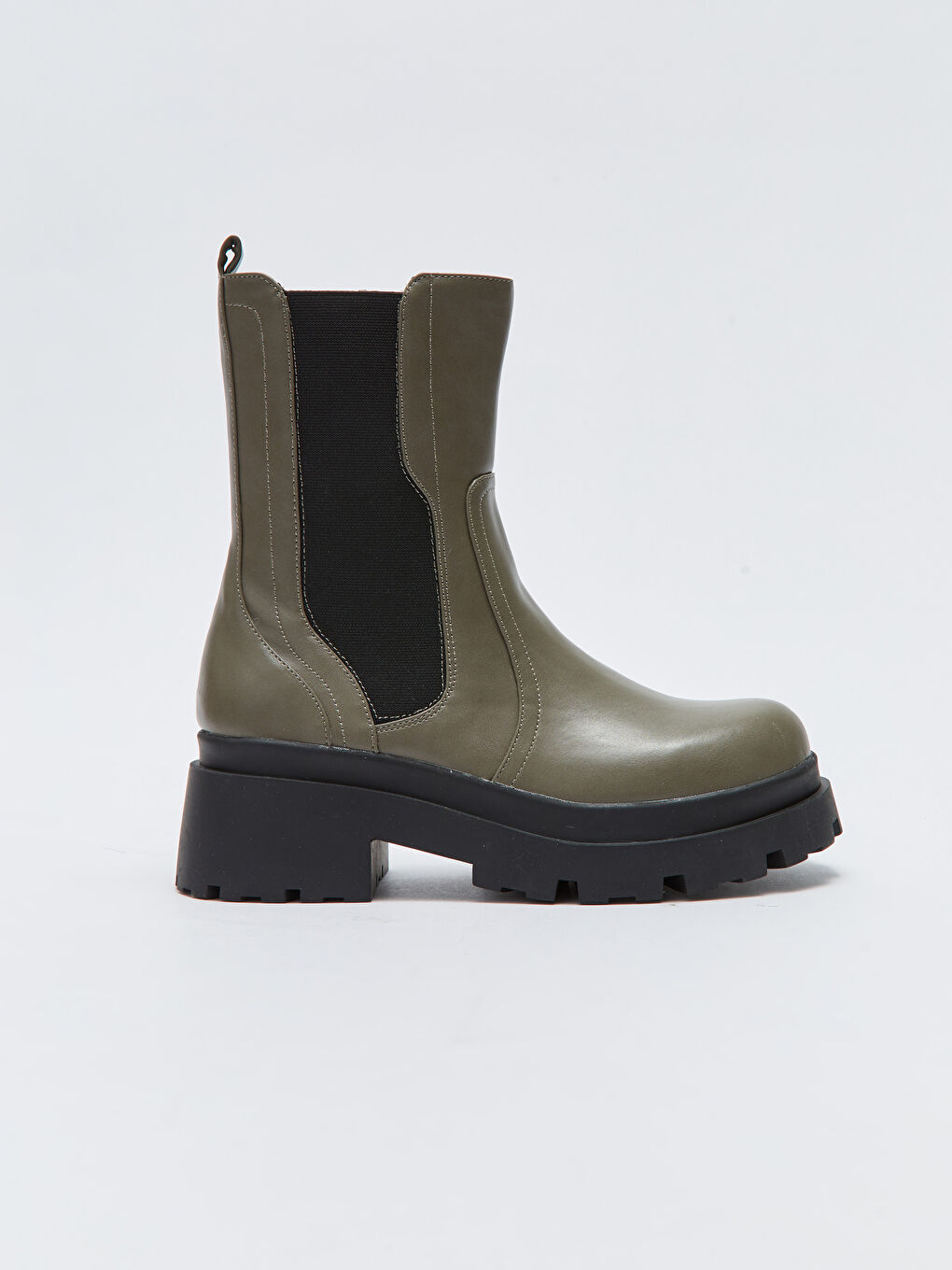 Deri Görünümlü Fermuarlı Kadın Bot-1