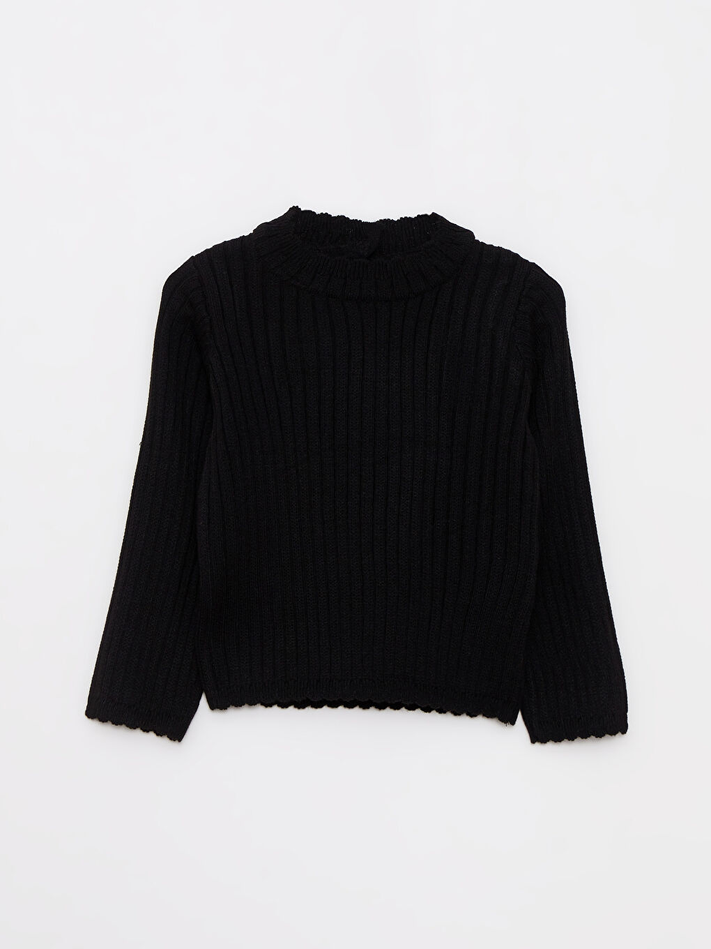 Siyah Bisiklet Yaka Uzun Kollu Kız Bebek Triko Kazak