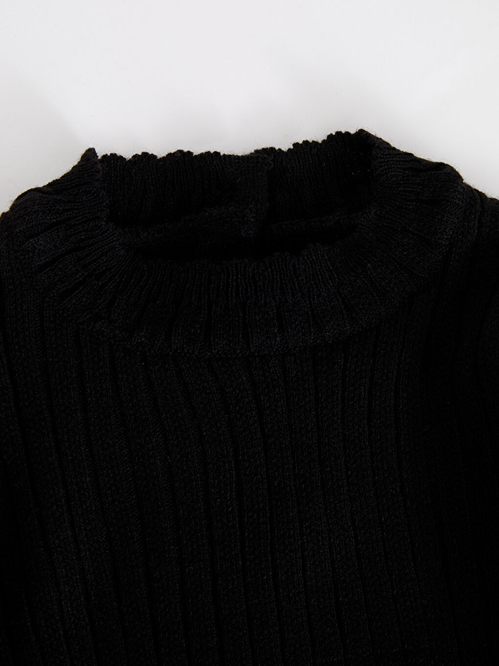 Siyah Bisiklet Yaka Uzun Kollu Kız Bebek Triko Kazak-1