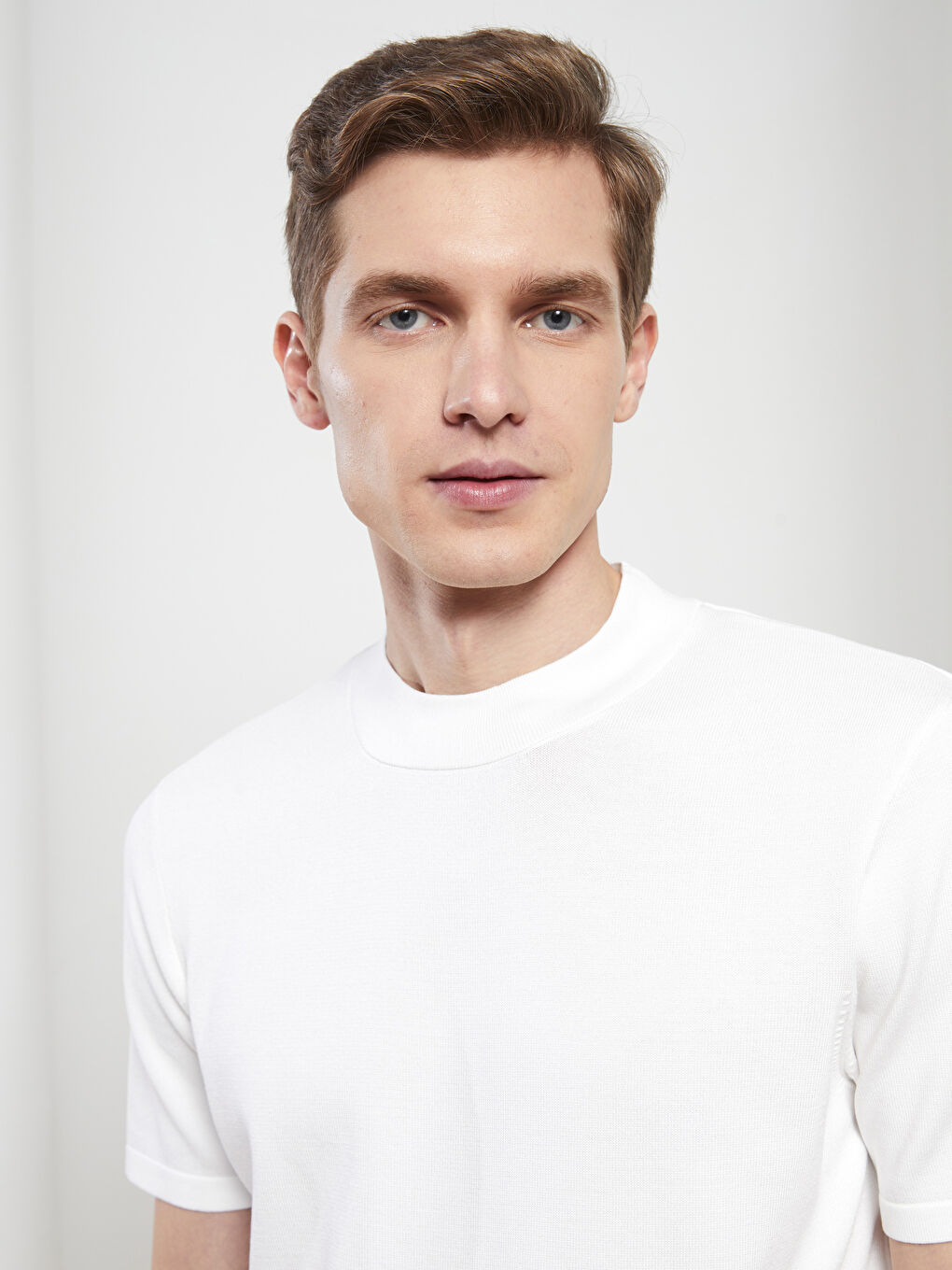 Ekru Bisiklet Yaka Erkek Kazak