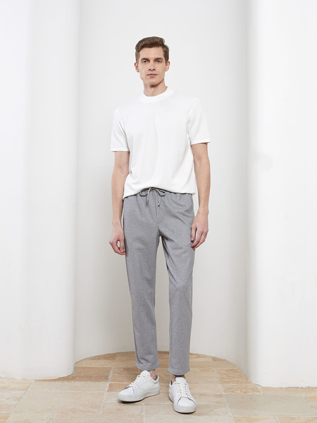 Ekru Bisiklet Yaka Erkek Kazak-2