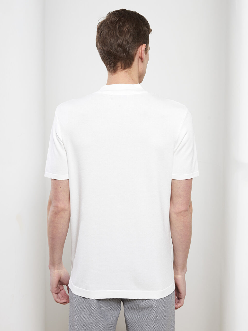 Ekru Bisiklet Yaka Erkek Kazak-4