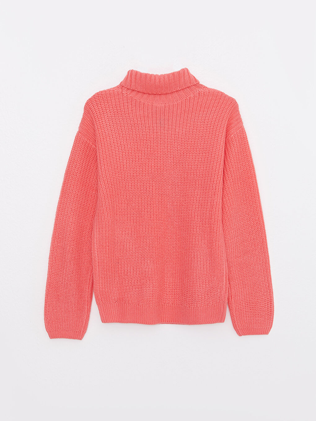 Биік жағалы өзіндік өрнекті ұзын жең қыз трикотаж жемпір-1