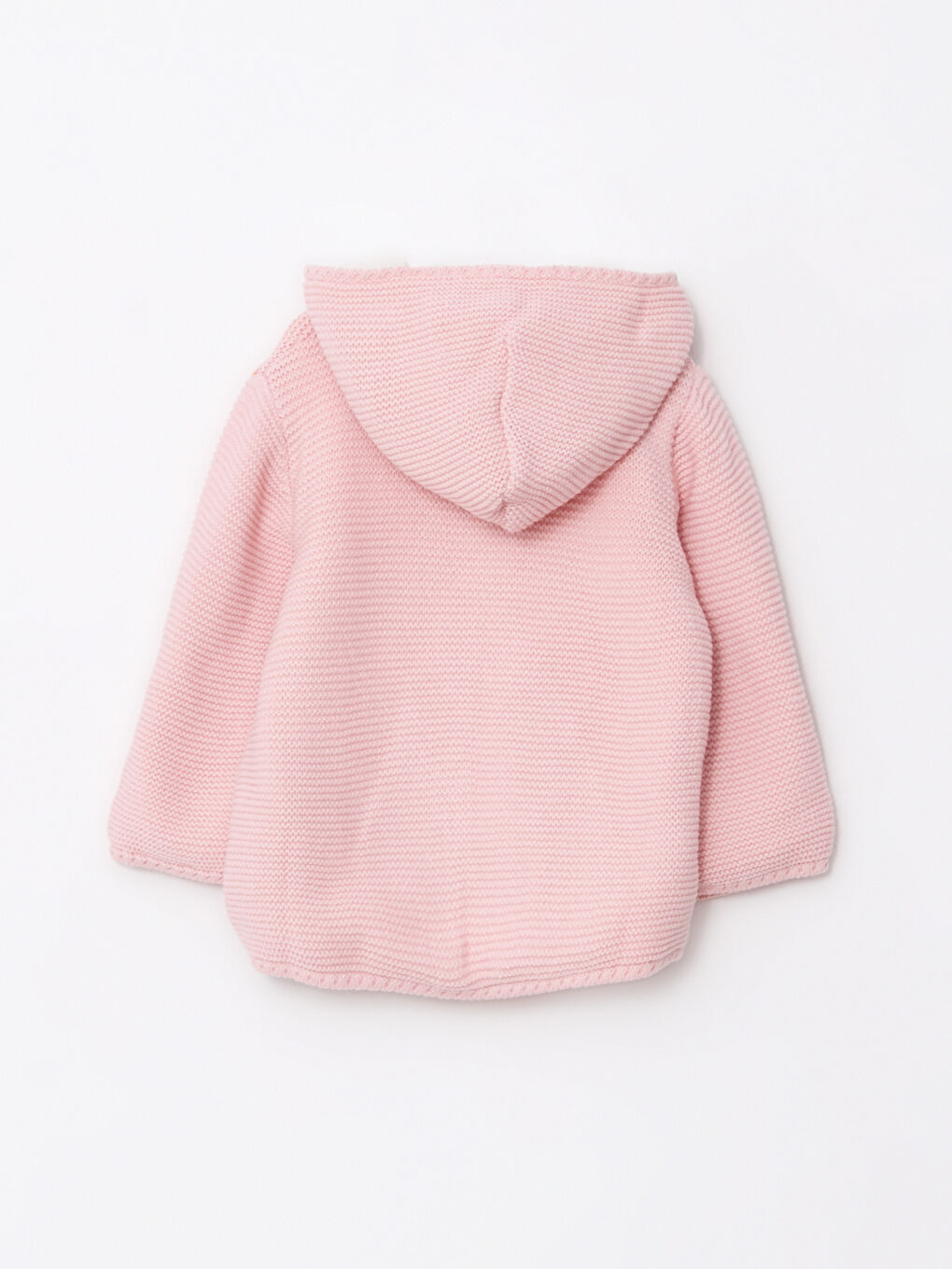 Hooded Long Sleeve Basic Baby Girl Tricot Cardigan-1