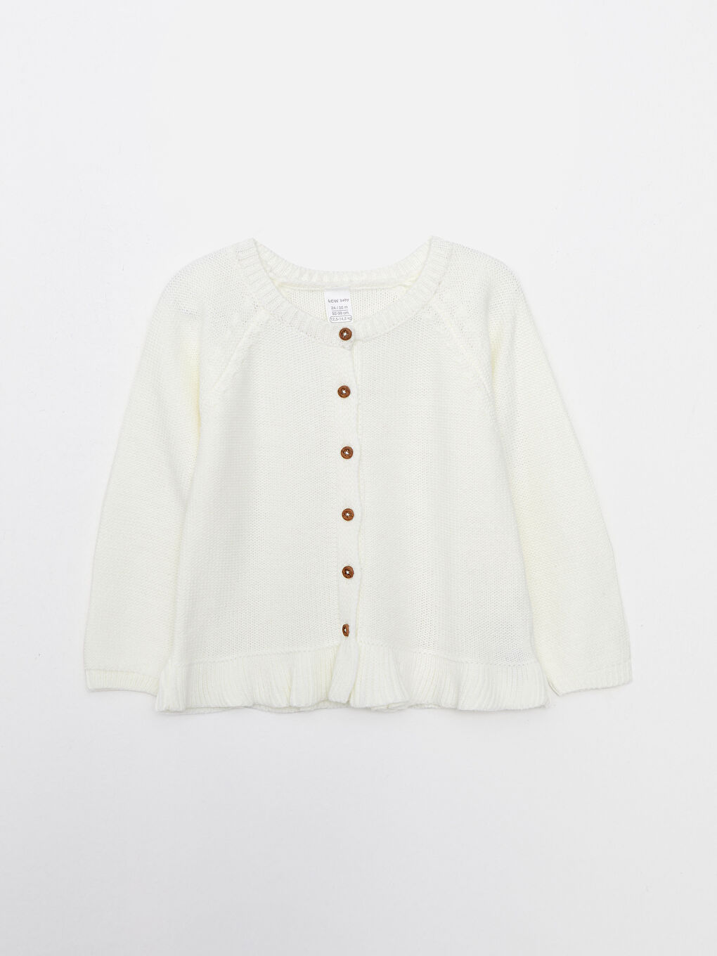 Ekru Bisiklet Yaka Uzun Kollu Kız Bebek Triko Hırka