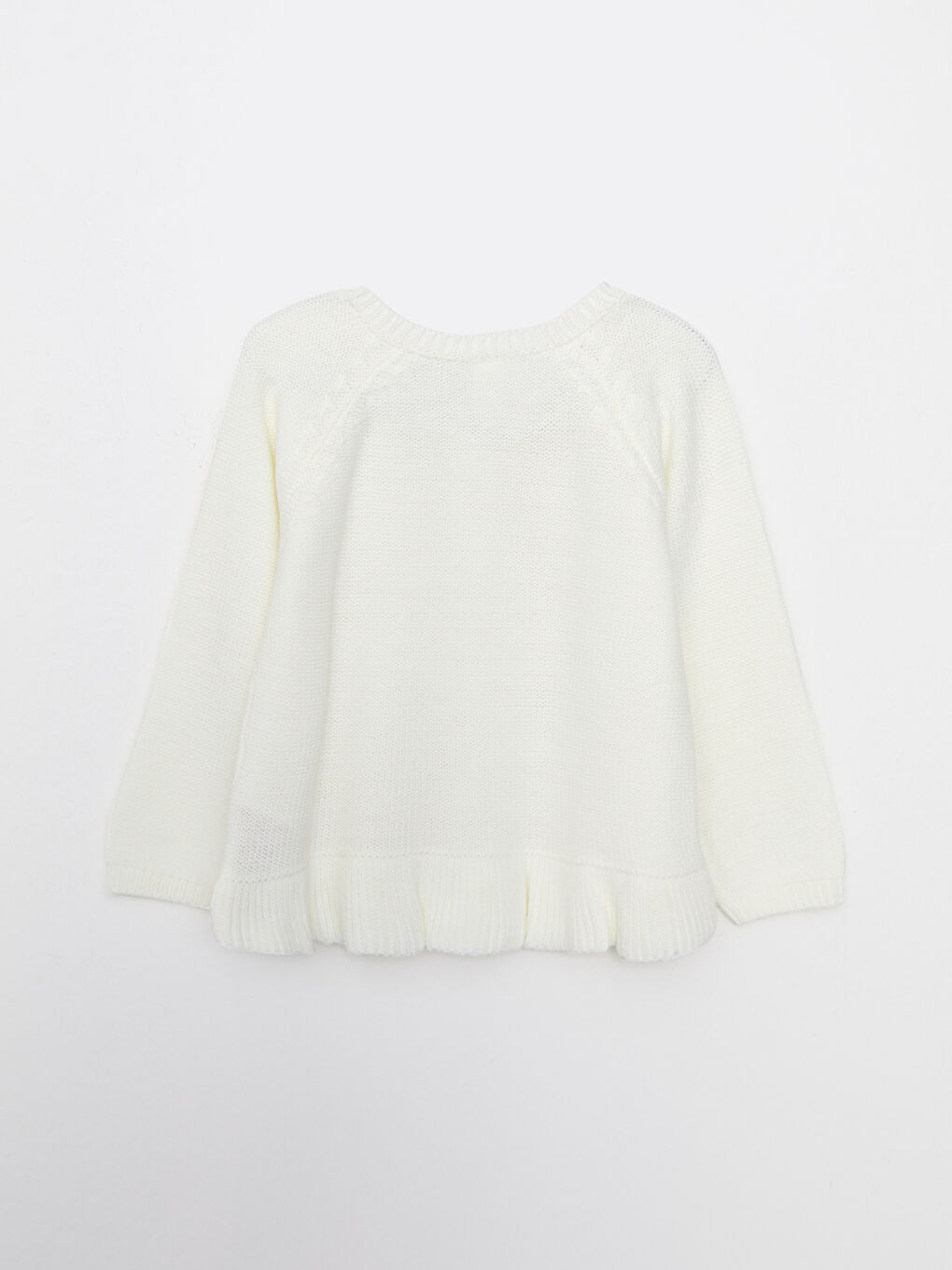 Ekru Bisiklet Yaka Uzun Kollu Kız Bebek Triko Hırka-1