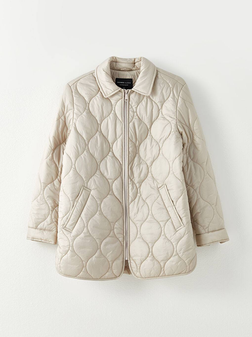 Shirt Neck Self Patterned Long Sleeve Women's Puffer-7