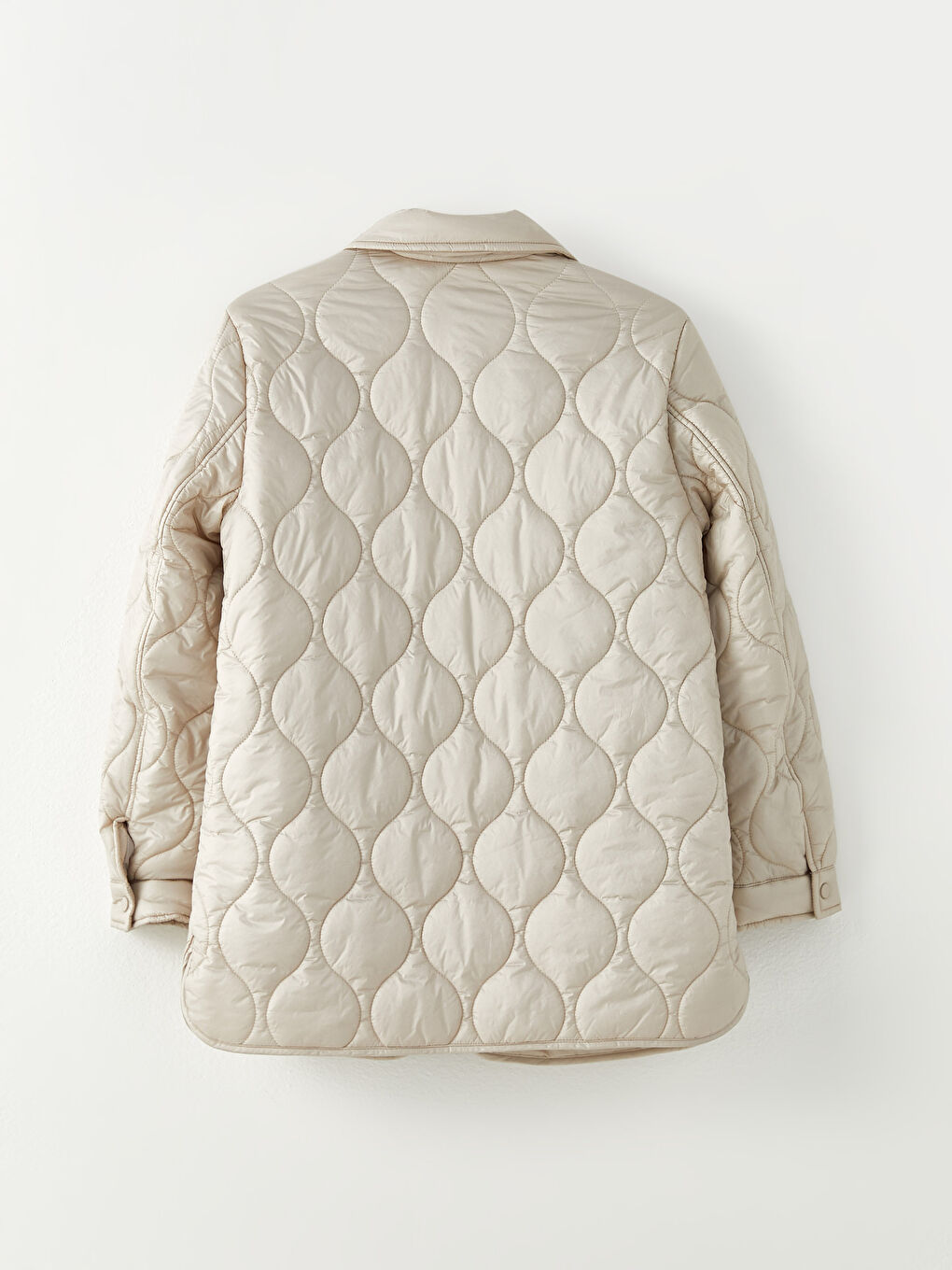 Shirt Neck Self Patterned Long Sleeve Women's Puffer-8