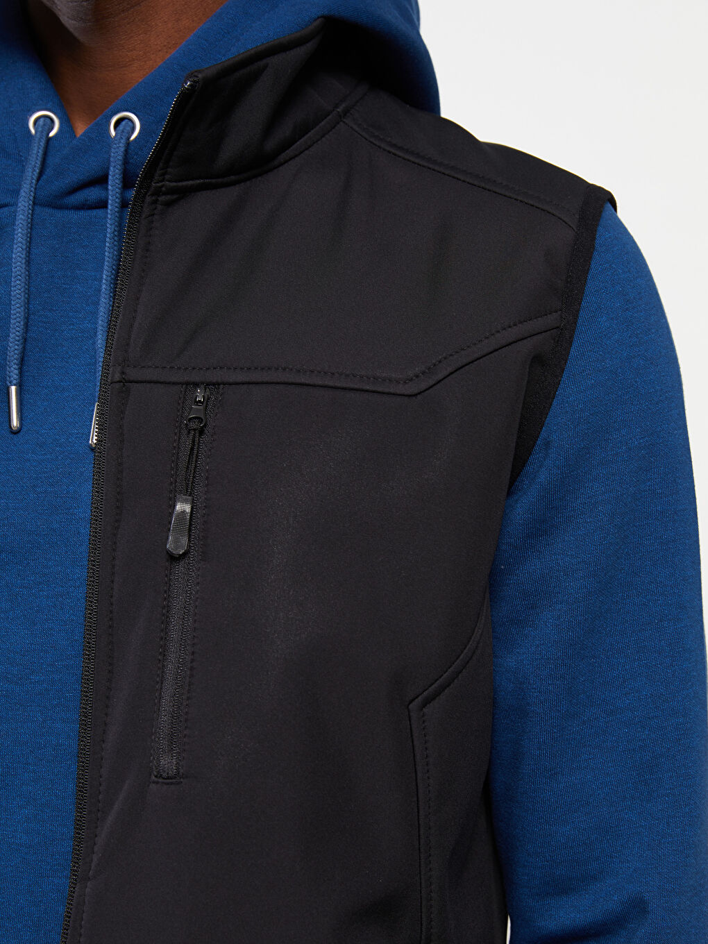 Siyah Standart Kalıp Dik Yaka Erkek Yelek-2