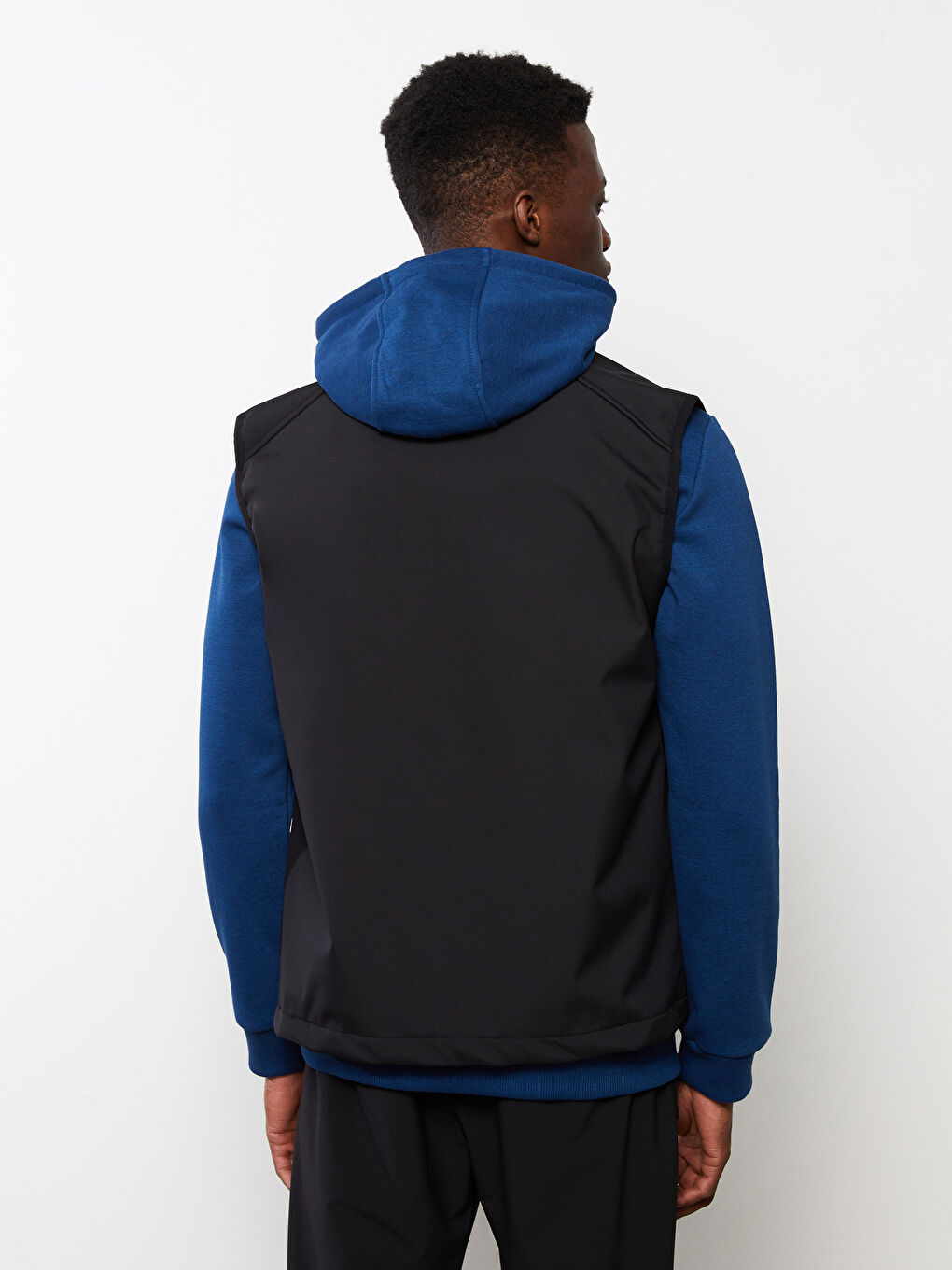 Siyah Standart Kalıp Dik Yaka Erkek Yelek-4