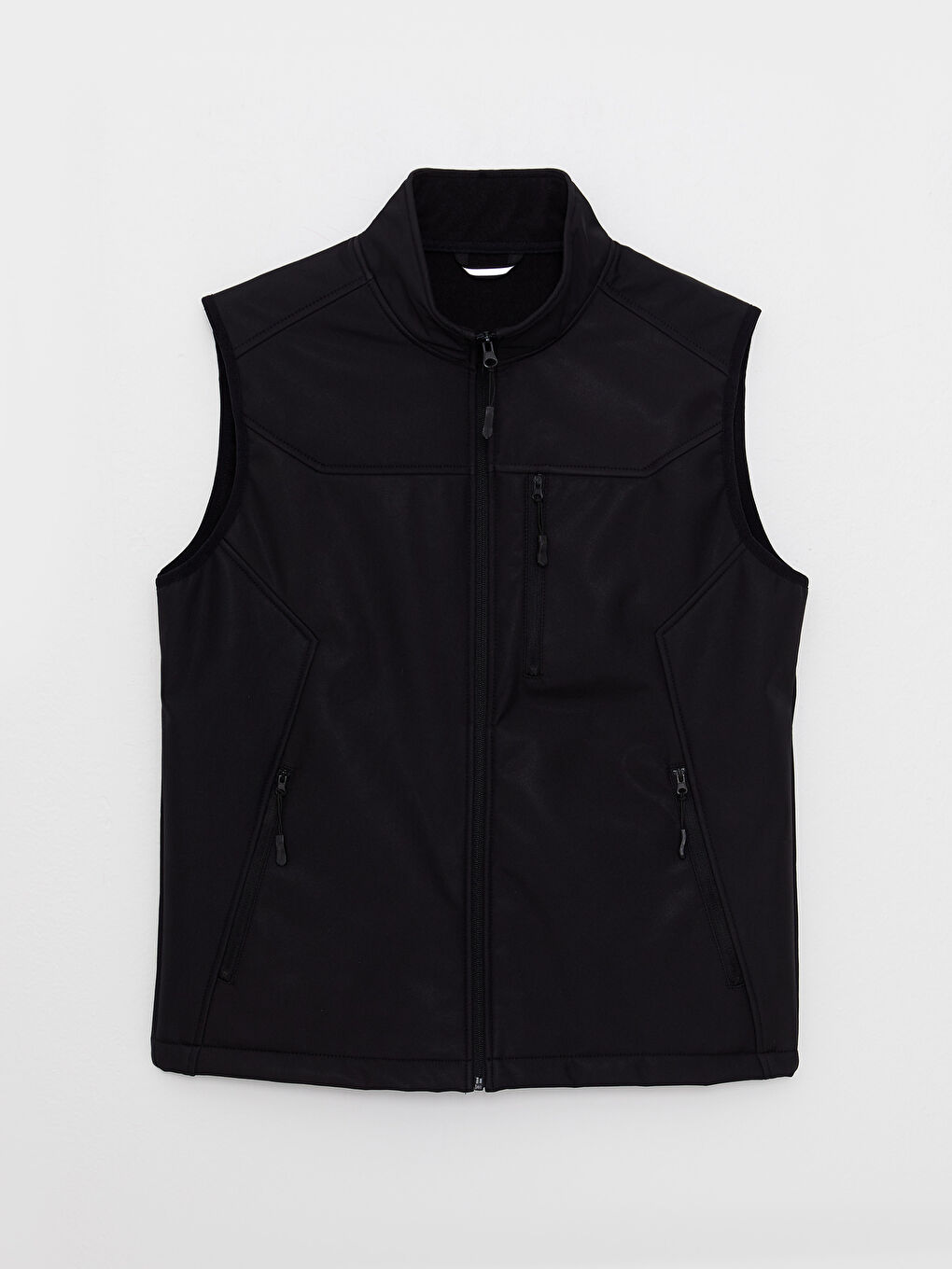 Siyah Standart Kalıp Dik Yaka Erkek Yelek-5