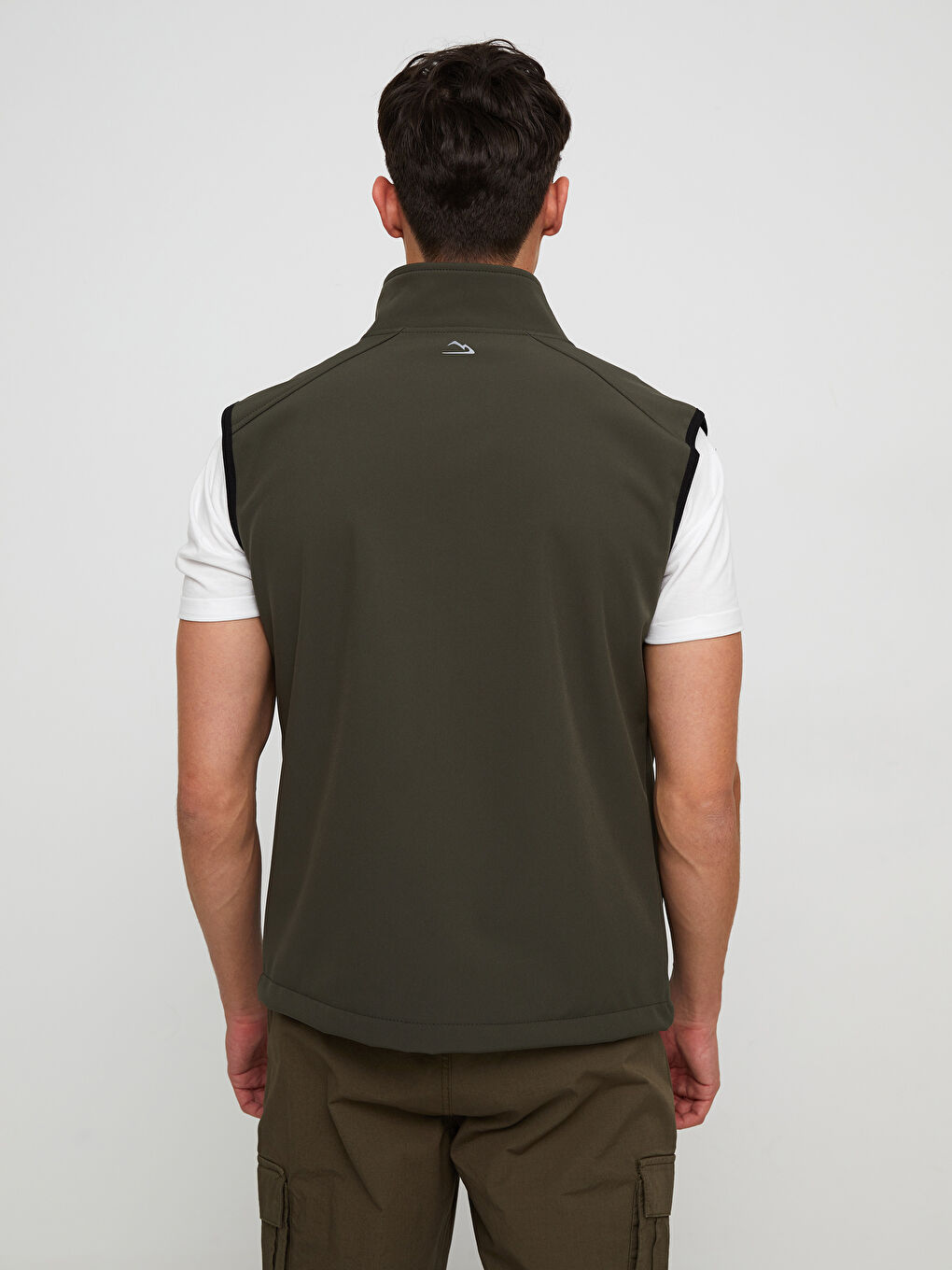 Haki Standart Kalıp Dik Yaka Erkek Yelek-4