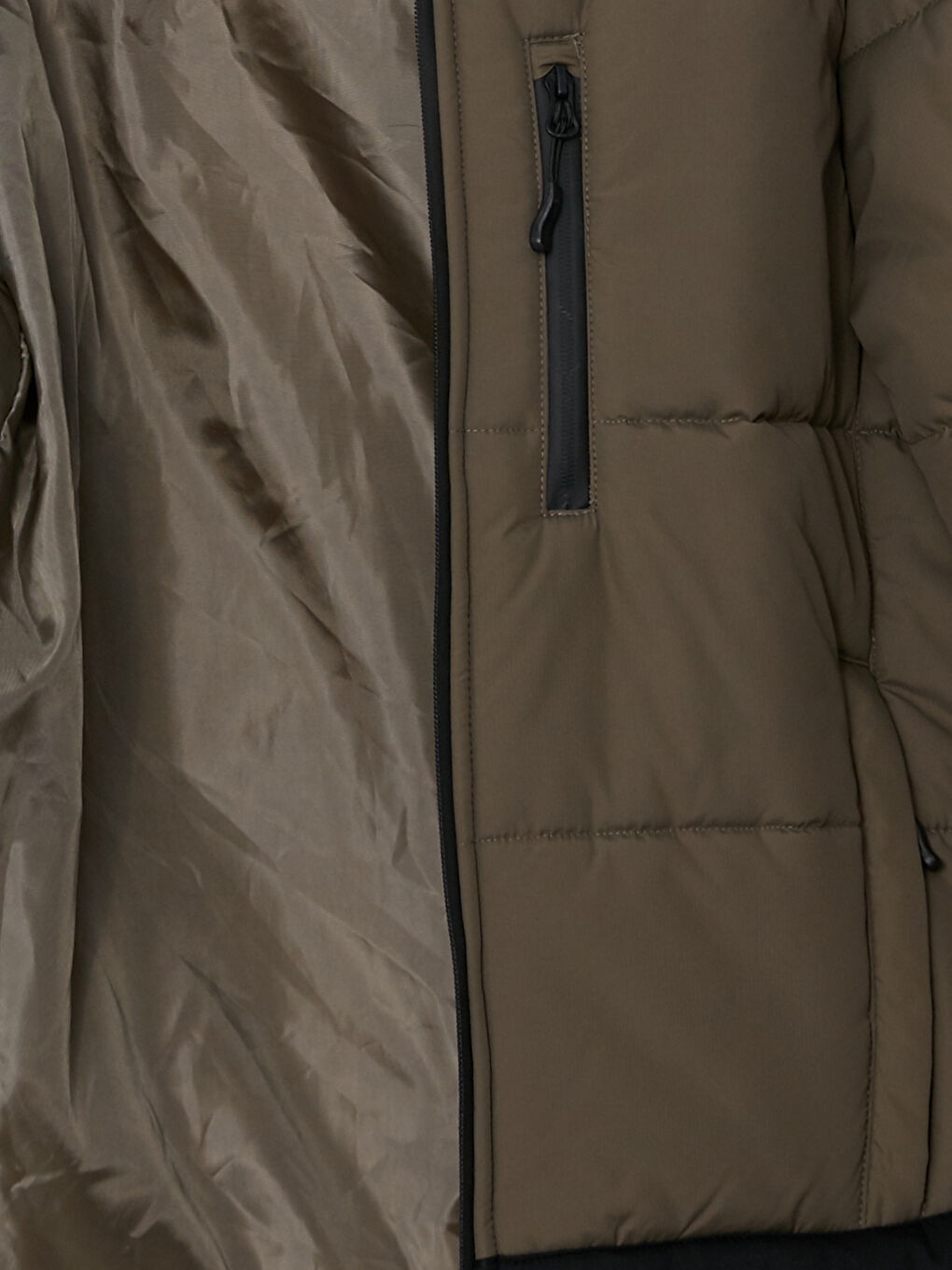 Ерлерге арналған стандартты пішім биік жағалы пуховик пальто-9