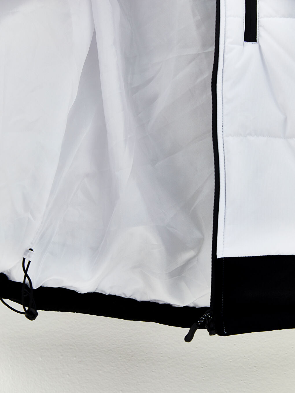 Beyaz Standart Kalıp Dik Yaka Erkek Şişme Mont-17