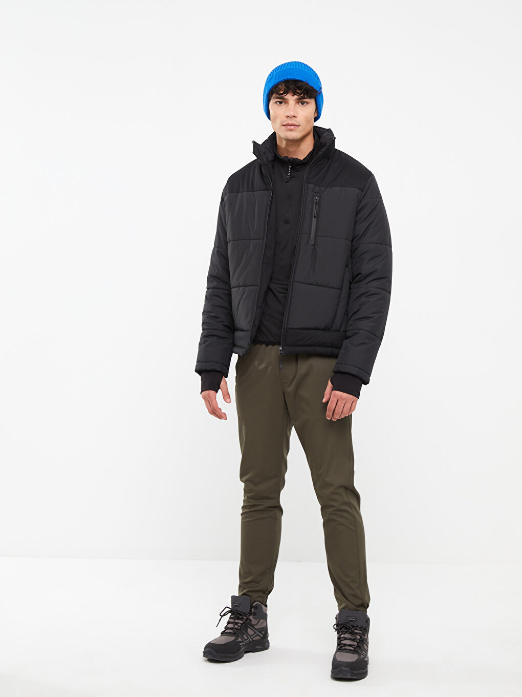 Standard Fit Trichterkragen Herren Steppmantel-1