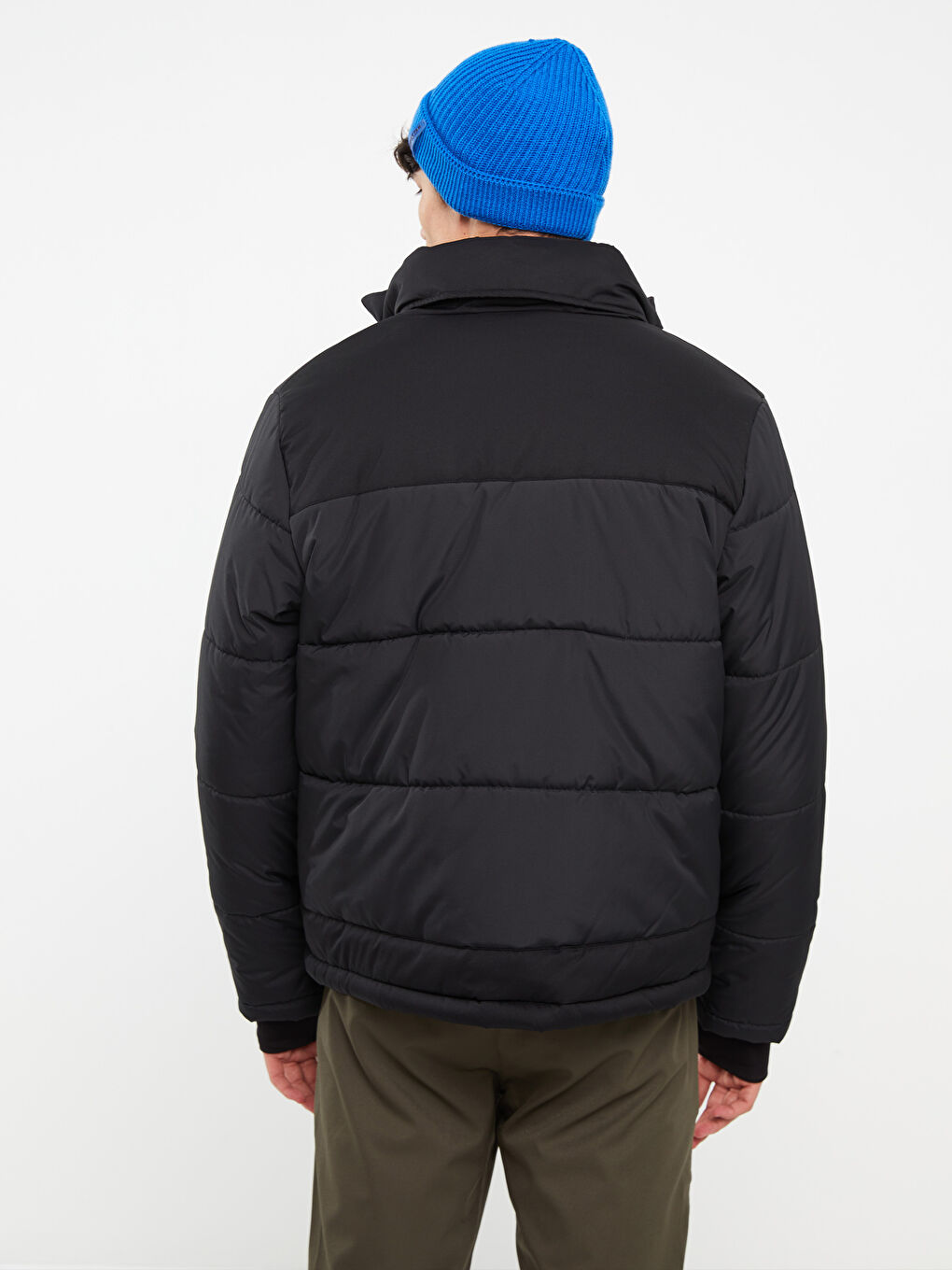 Standard Fit Trichterkragen Herren Steppmantel-13