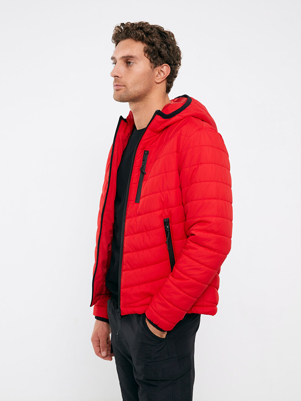 Relaxed Fit Hooded Men's Puffer Coat