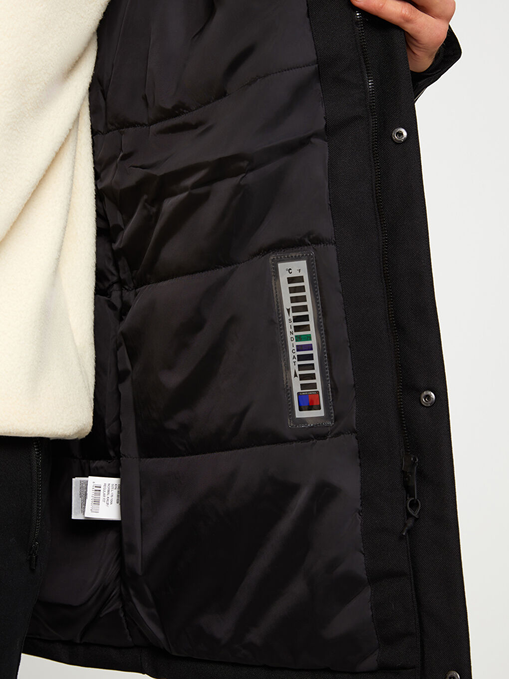 Siyah Standart Kalıp Kapüşonlu Erkek Mont-4