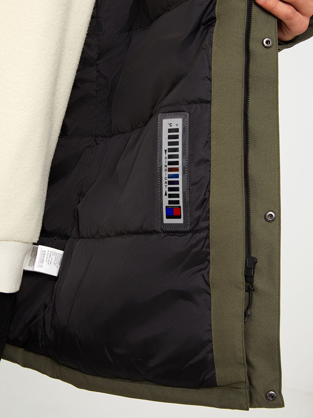 Haki Standart Kalıp Kapüşonlu Erkek Mont-3