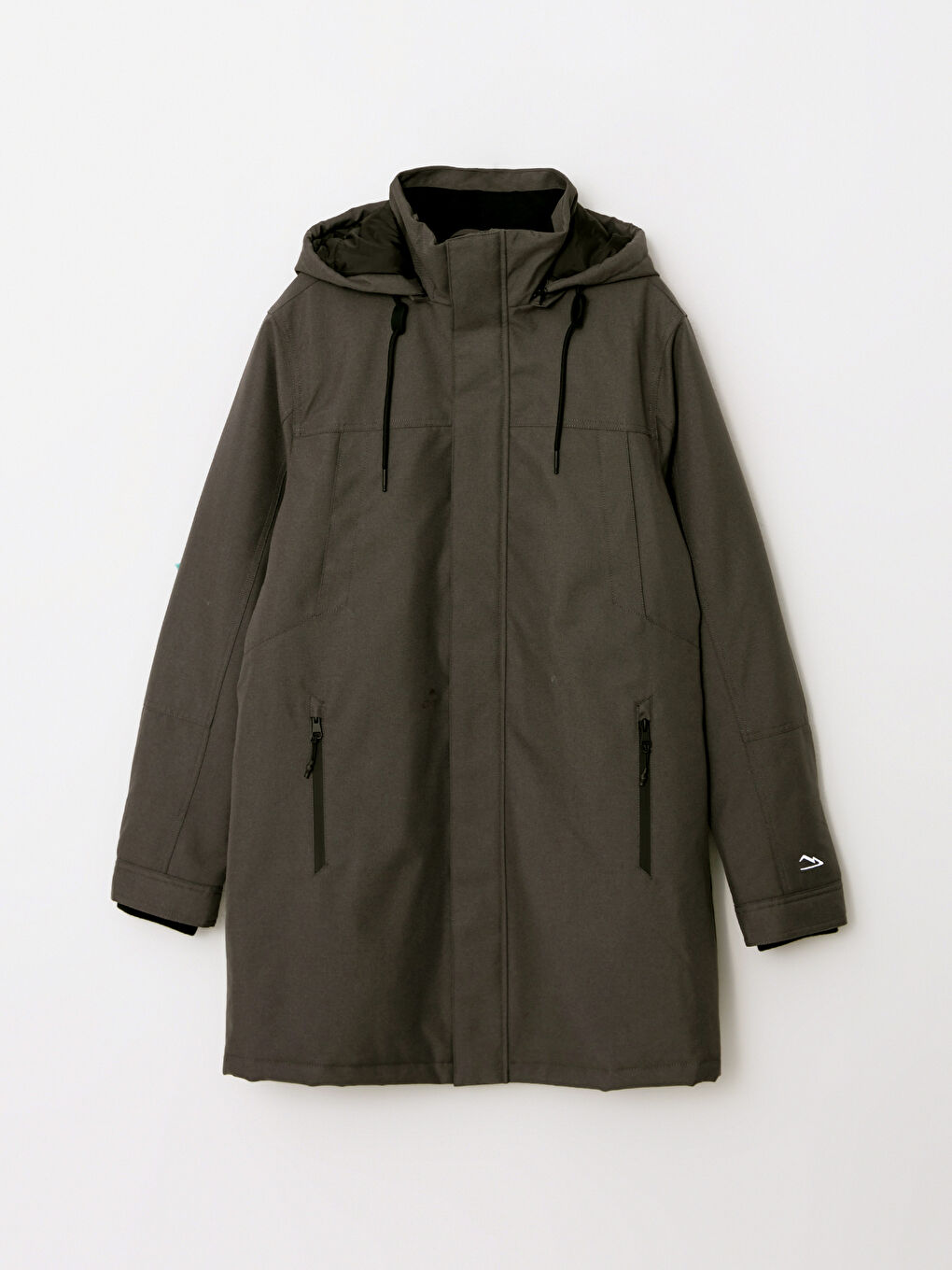 Gri Standart Kalıp Kapüşonlu Erkek Mont-7