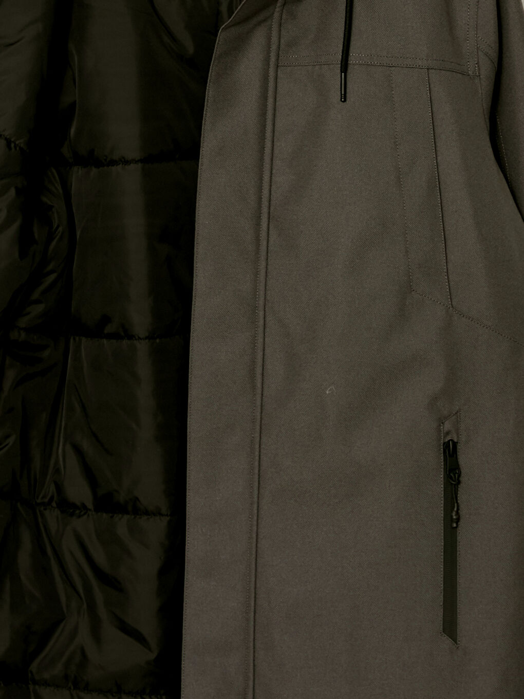 Gri Standart Kalıp Kapüşonlu Erkek Mont-8