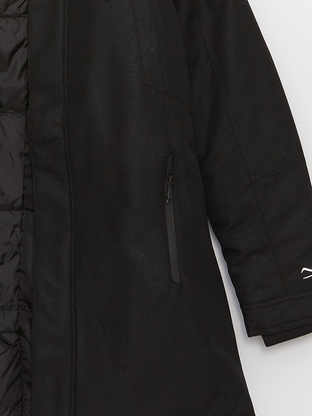 Siyah Standart Kalıp Kapüşonlu Erkek Mont-7