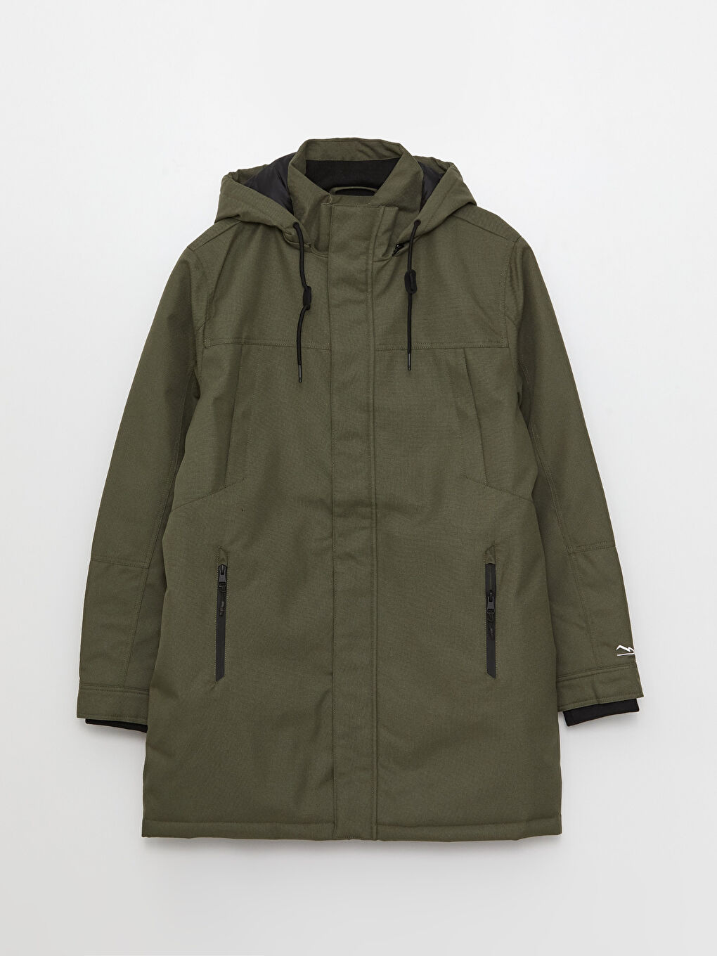 Haki Standart Kalıp Kapüşonlu Erkek Mont-6