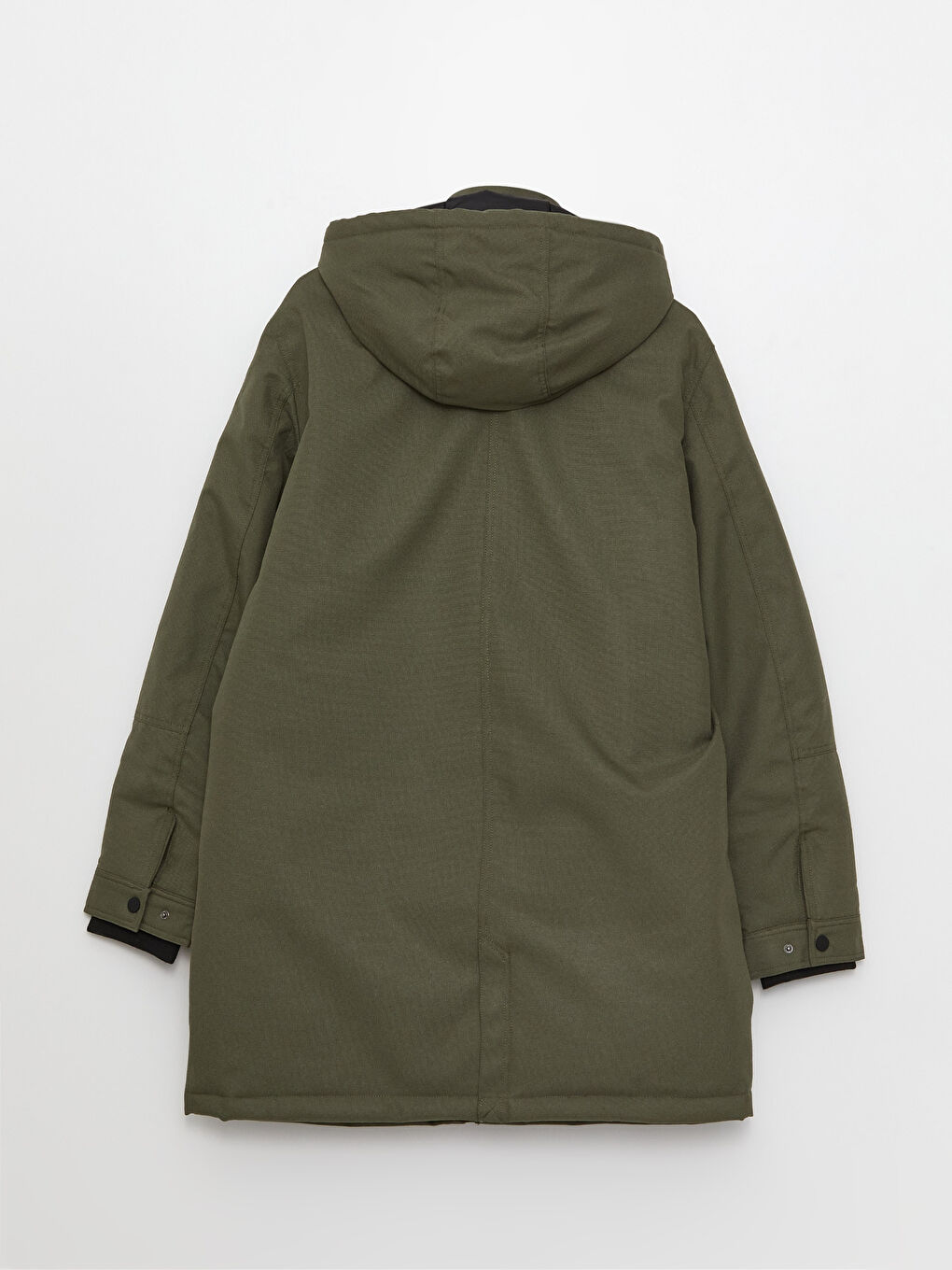 Haki Standart Kalıp Kapüşonlu Erkek Mont-7