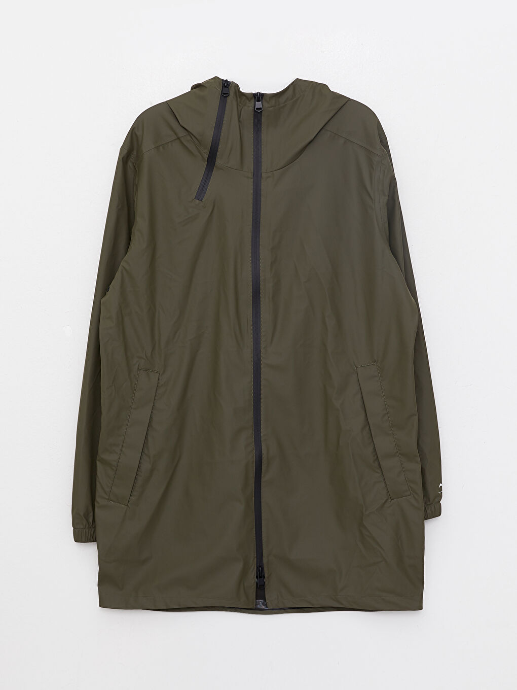 Haki Aplike Baskılı Kapüşonlu Tunik-6