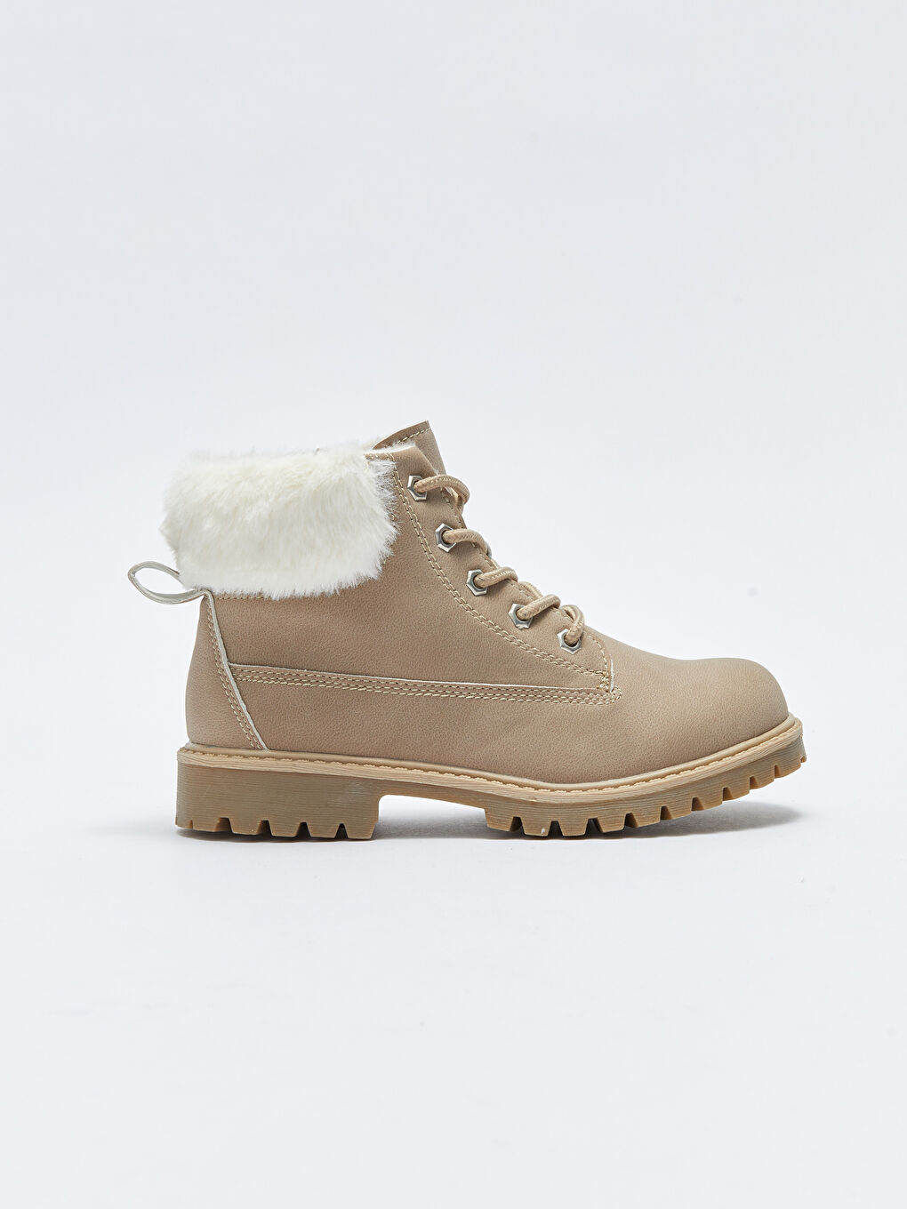 LCW STEPS Faux Leather Laces and Zipper Closure Girls' Boot -W21441Z4-CRC