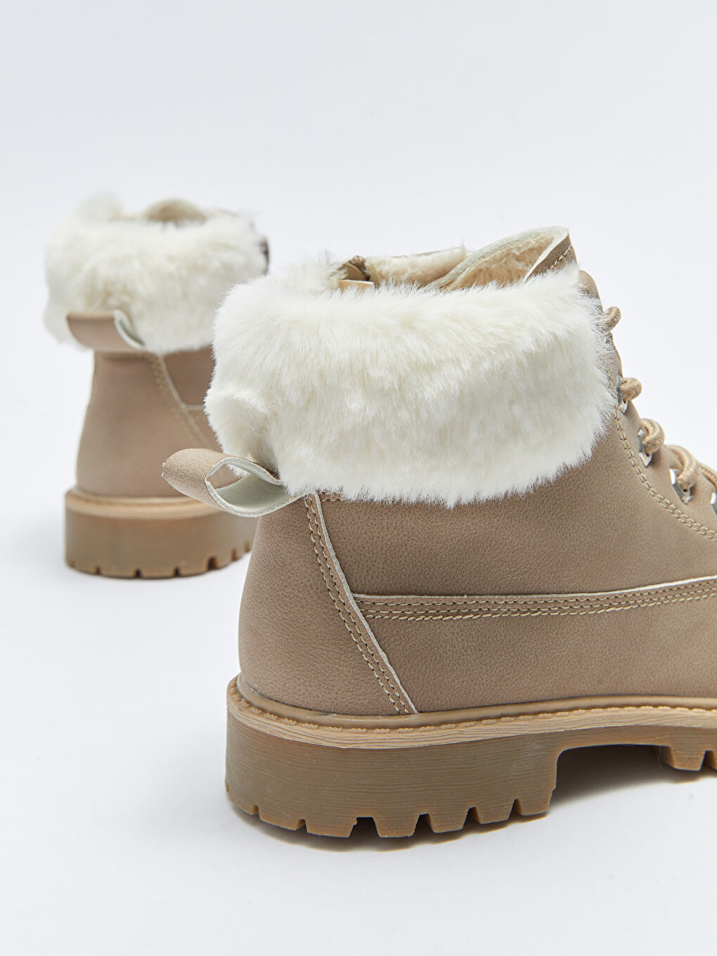 LCW STEPS Faux Leather Laces and Zipper Closure Girls' Boot -W21441Z4-CRC