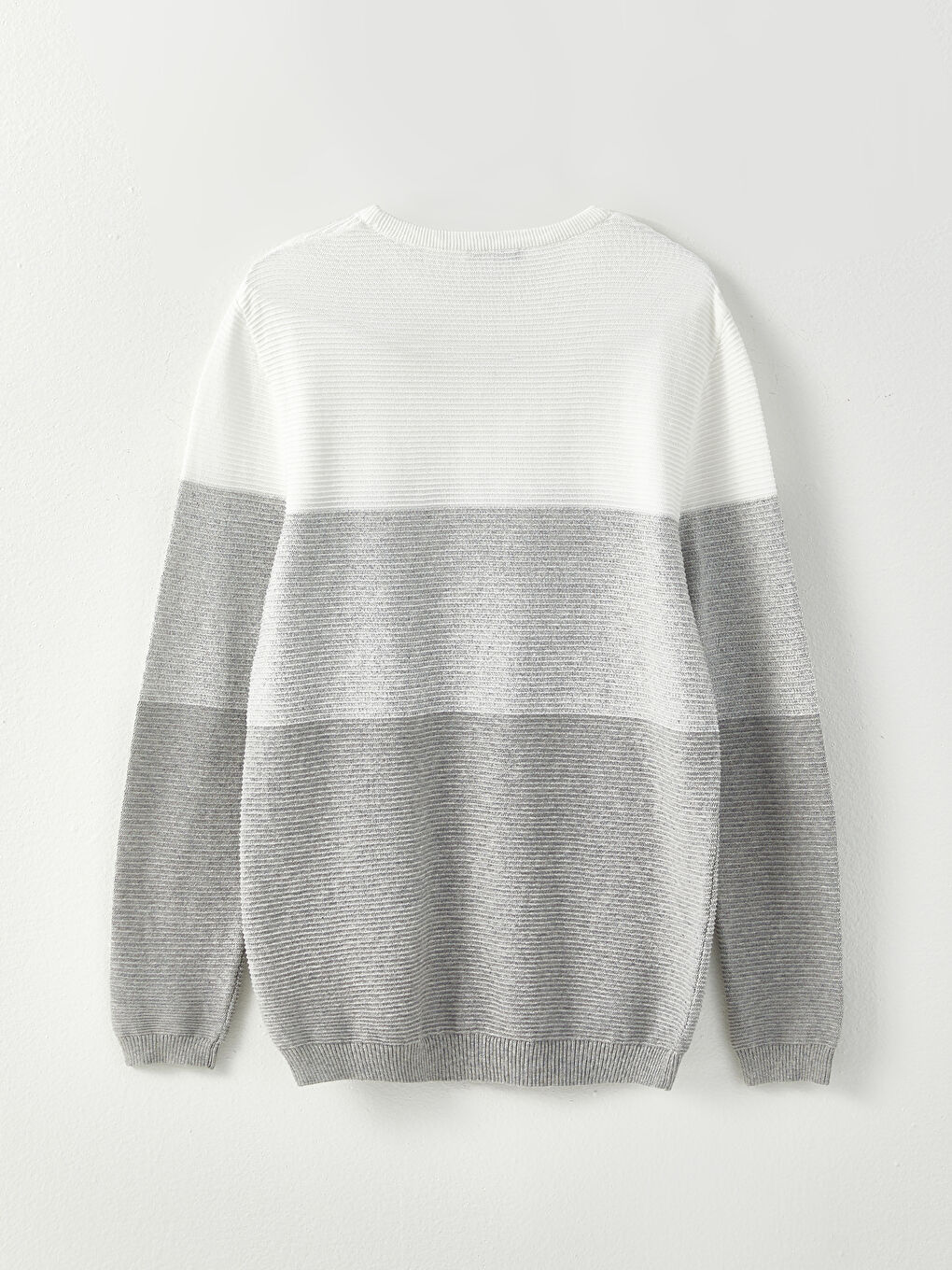 Pulover Tricotat pentru Bărbați cu Guler Rotund și Mânecă Lungă, Bloc de Culoare-6