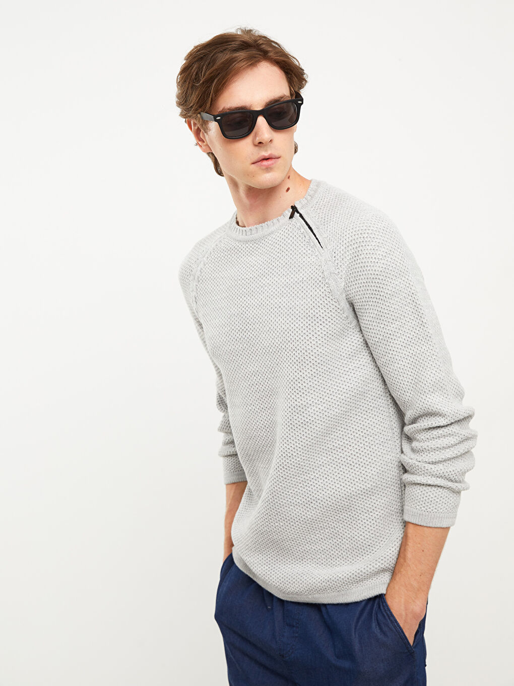 XSIDE Crew Neck Long Sleeve Men's Tricot Sweater -W21469Z8-LAL