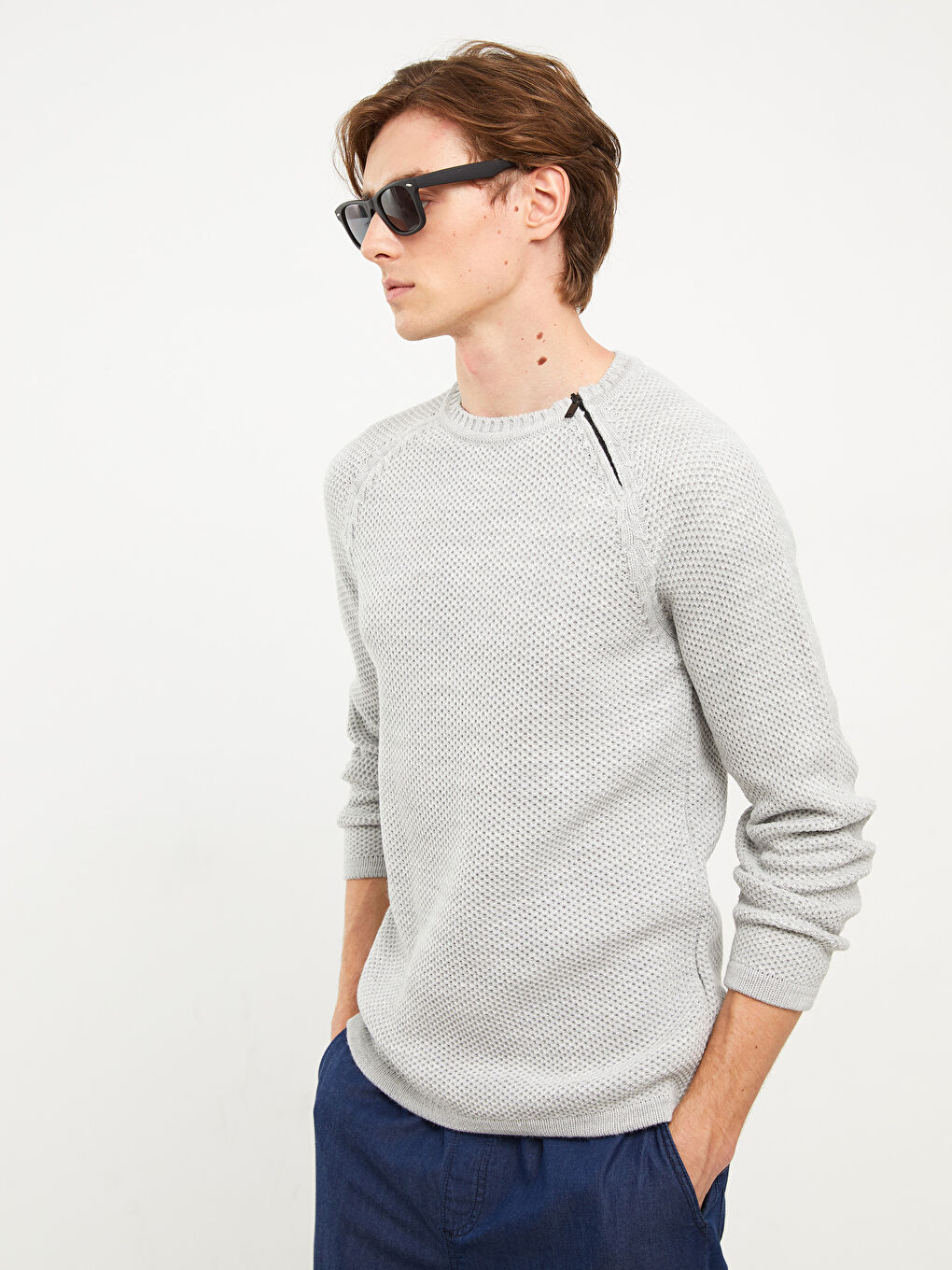 XSIDE Crew Neck Long Sleeve Men's Tricot Sweater -W21469Z8-LAL