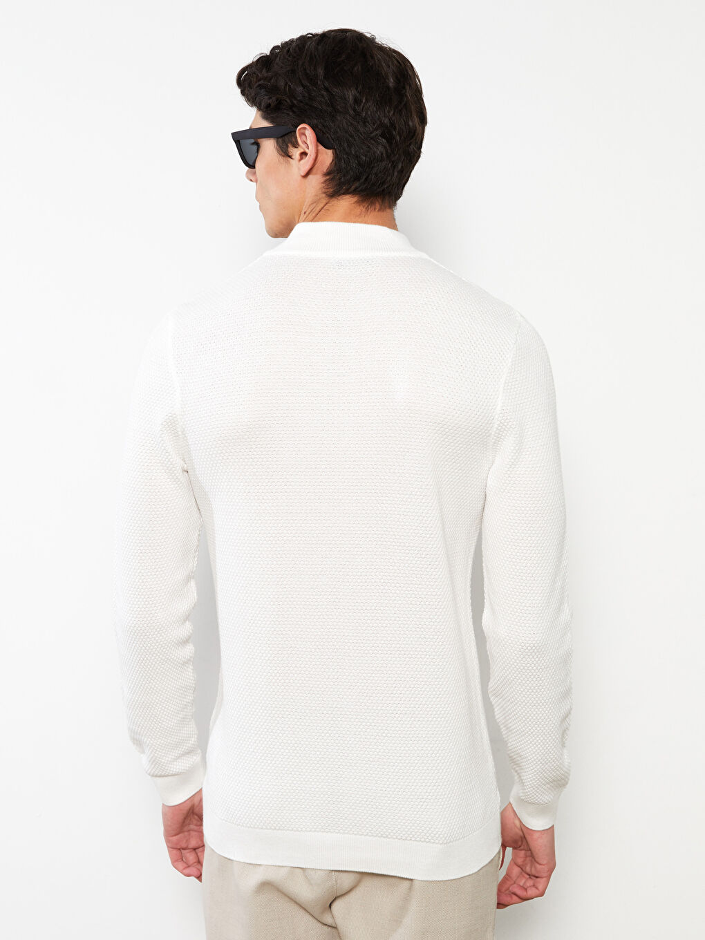 Funnel Neck Long Sleeve Men's Knitwear Sweater-6