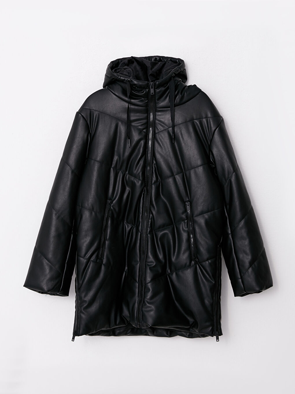 Women's Hooded Plain Puffer Coat-7