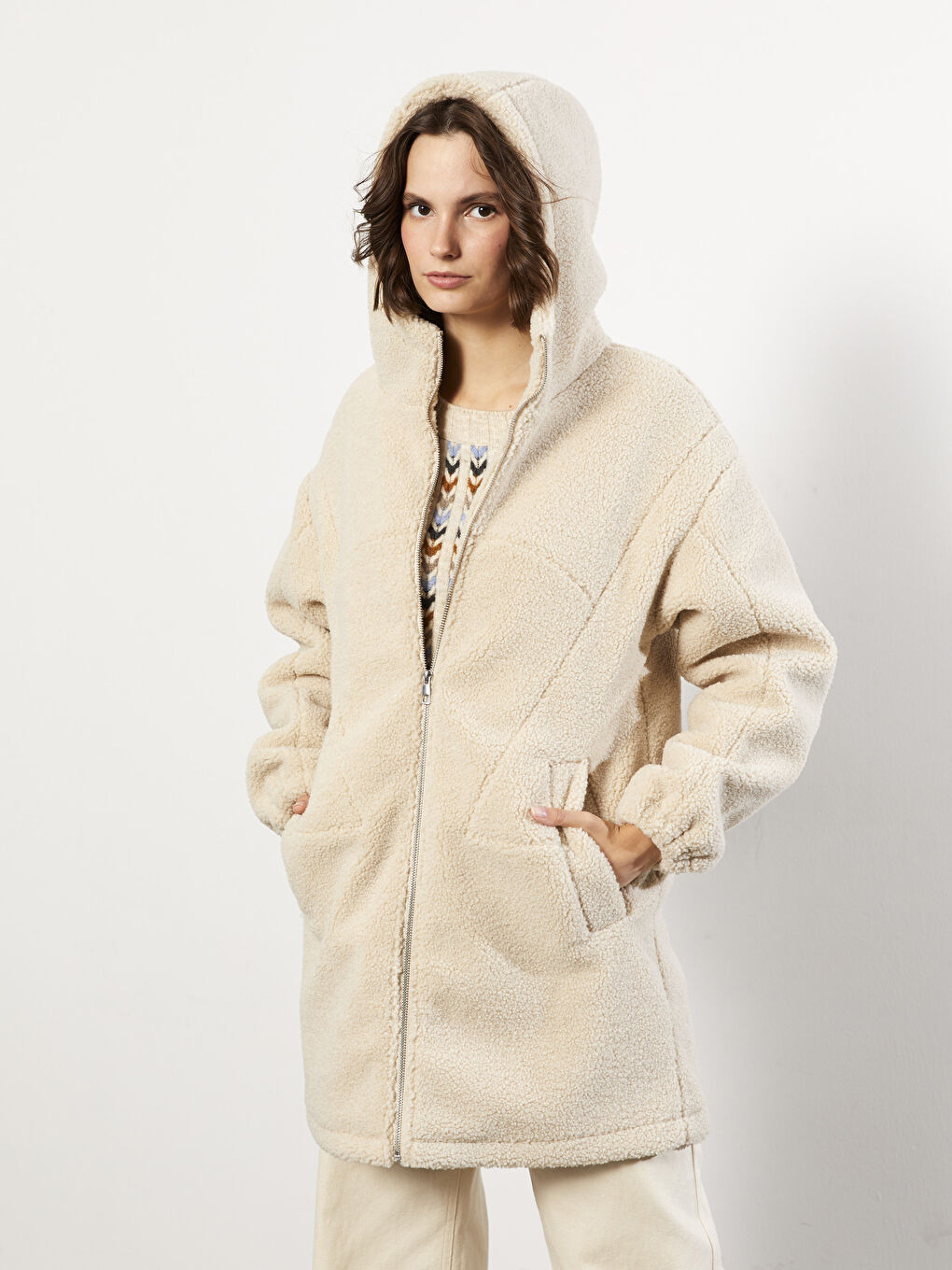 LCW Vision Women's Hooded Plain Coat -W21510Z8-QKP