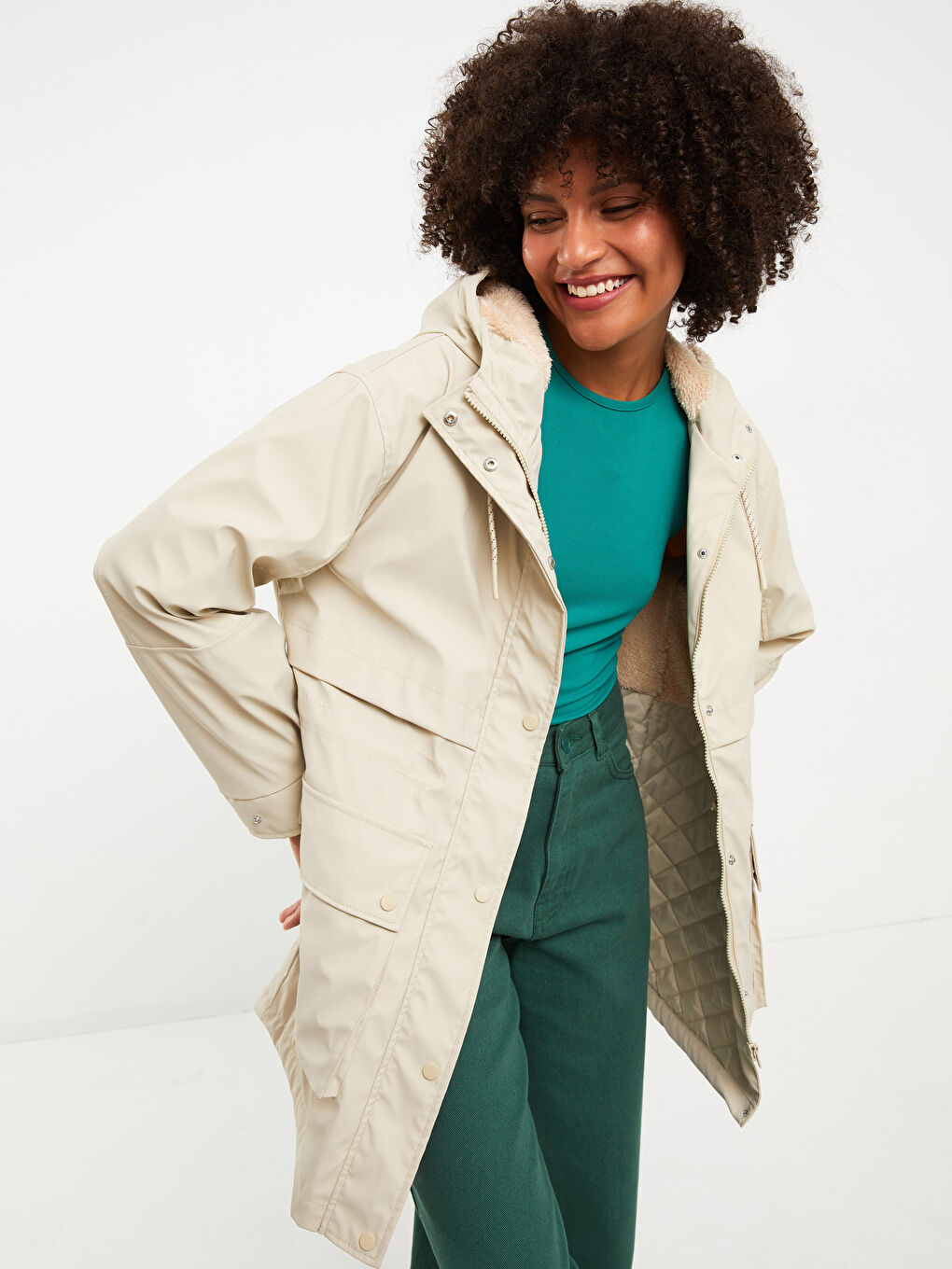 Hooded Regular Long Sleeve Women's Parka-1