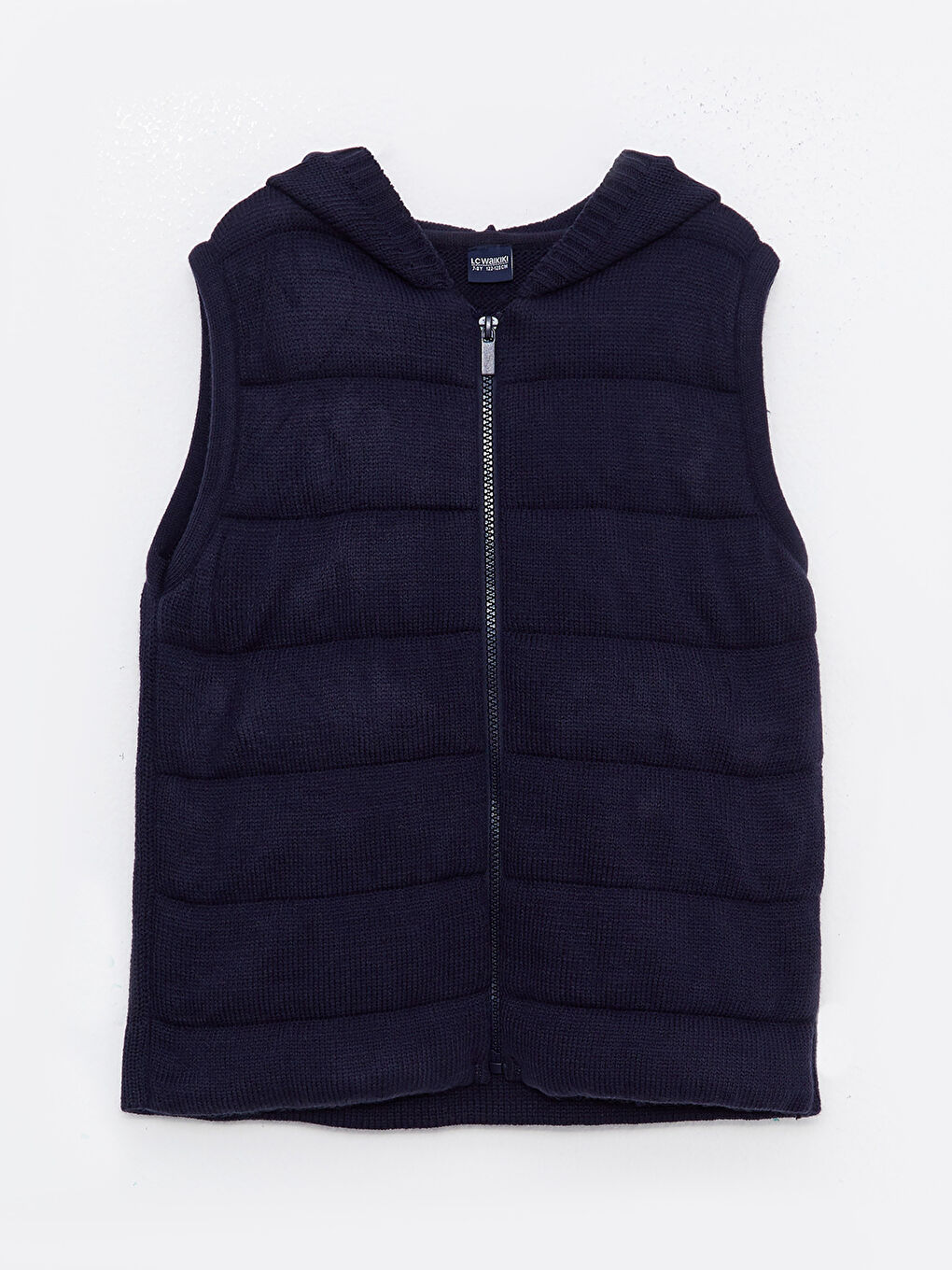 Lacivert Kapüşonlu Erkek Çocuk Fermuarlı Triko Yelek