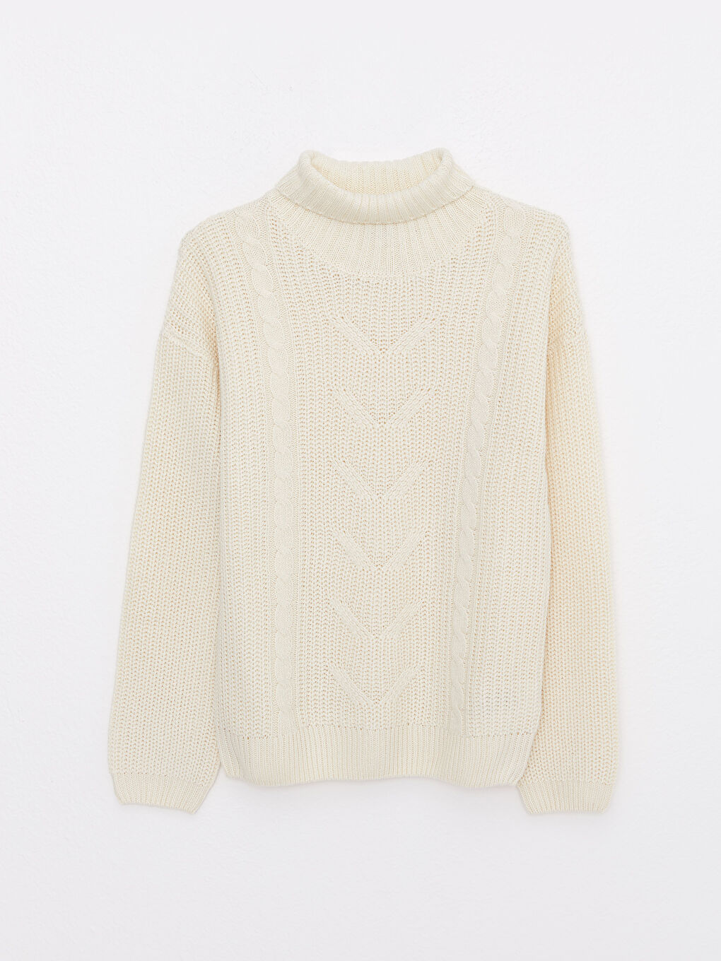 მაღალყელიანი ნიმუშიანი გრძელმკლავიანი გოგონების ტრიკოტაჟის სვიტერი