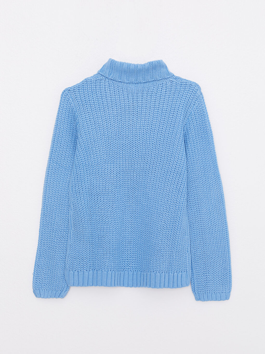 Turtleneck Self Patterned Long Sleeve Girl Tricot Sweater-1