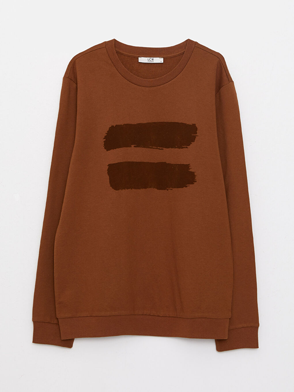 سويت شيرت كم طويل مطبوع بياقة دائرية للرجال-5