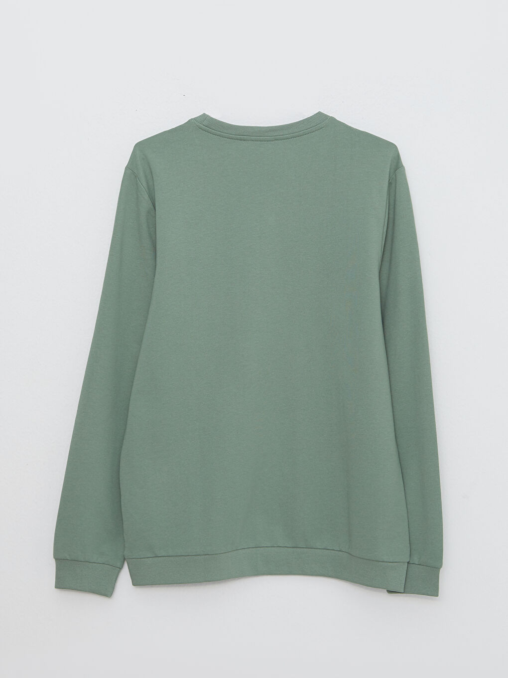 Yeşil Bisiklet Yaka Uzun Kollu Baskılı Erkek Sweatshirt-6