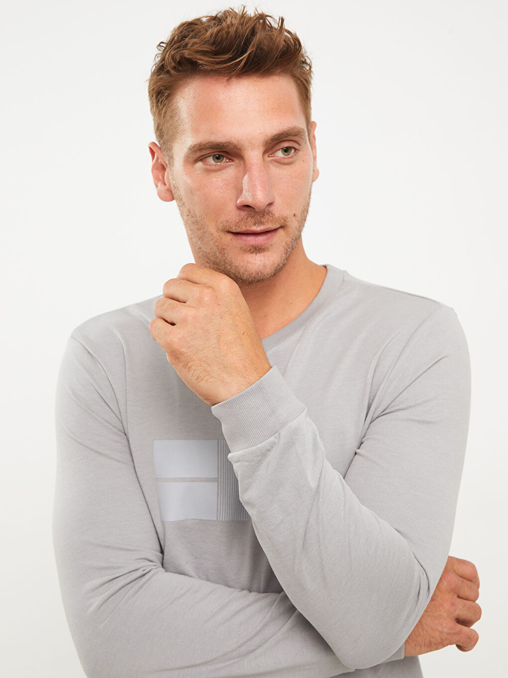 Crew Neck Long Sleeve Printed Men's Sweatshirt-1