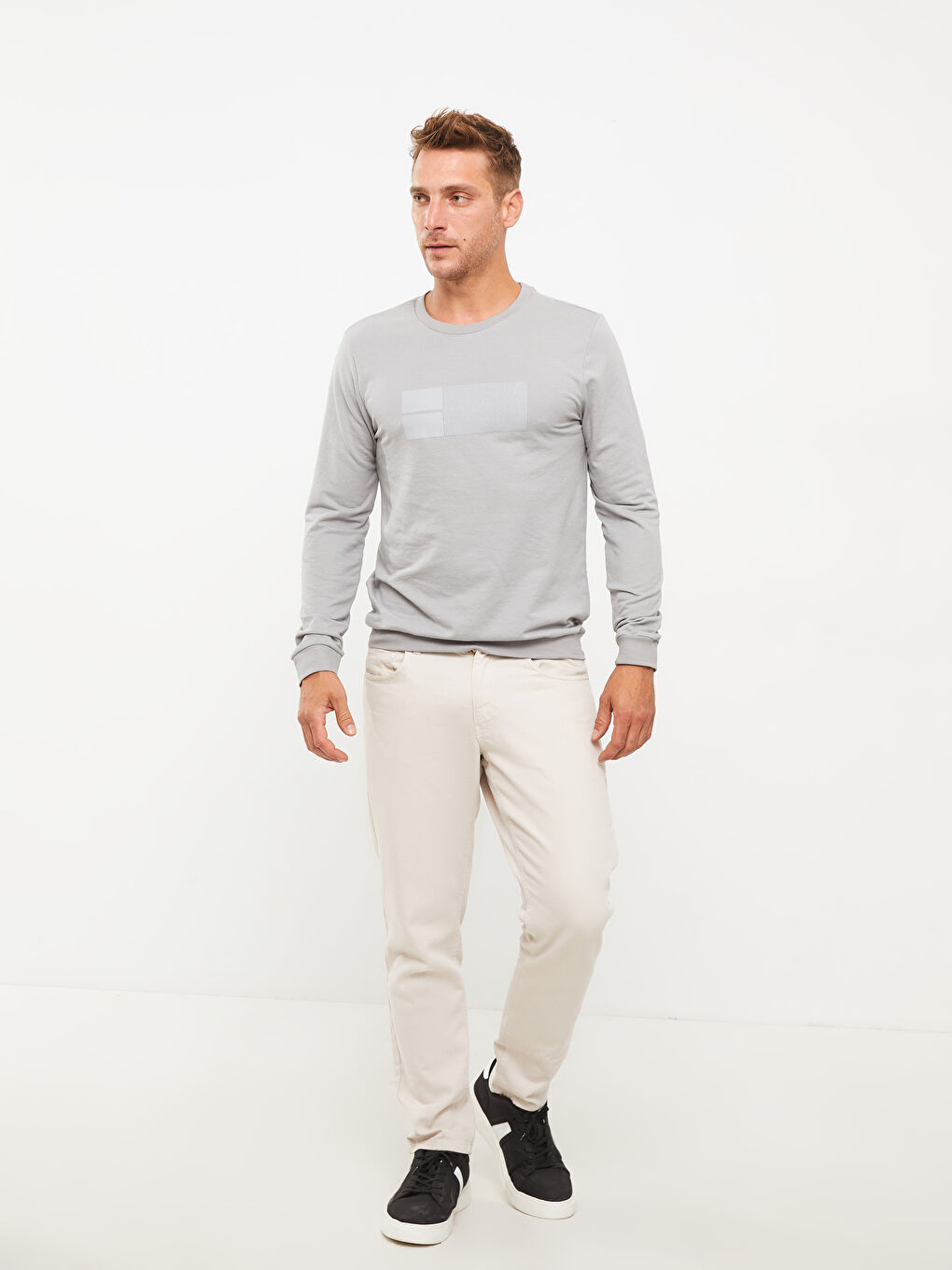 Crew Neck Long Sleeve Printed Men's Sweatshirt-2